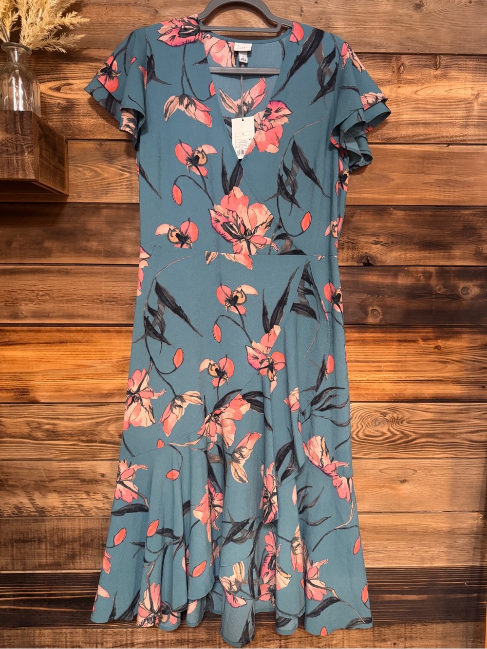 NWT ~ a new day ~ Teal Floral Maxi Dress Size Large 12/14